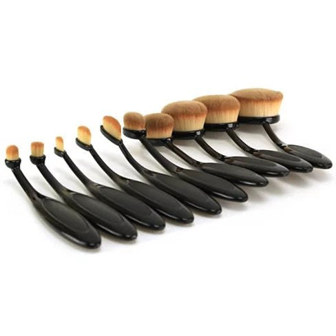 Marketplace - Beauty Experts Set Of 10 Oval Beauty Brushes By VistaShops